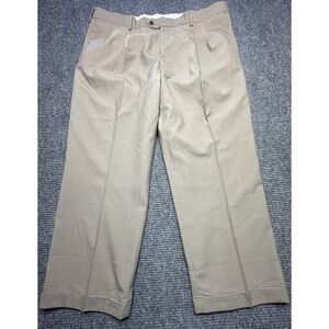 Geoffrey Beene Pants Mens 46 Beige Wool Blend‎ Dress Pleated Front Cuffed Lined